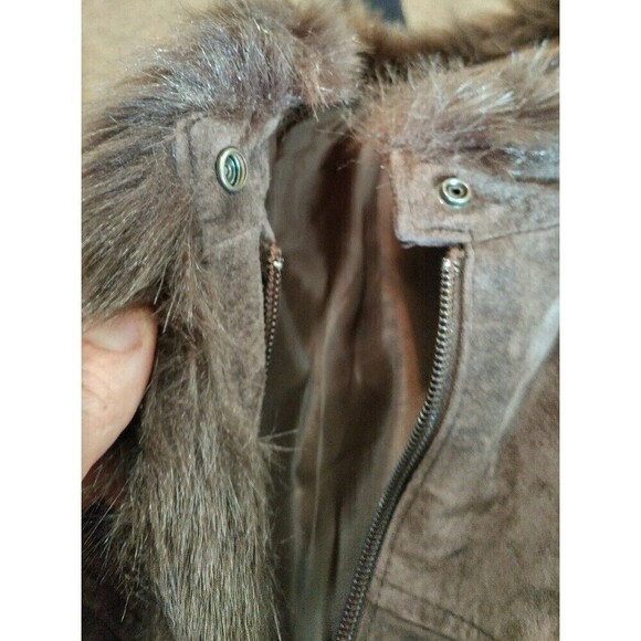 Coldwater creek coat womens  P Large 100% leather shell brown full zip - Picture 5 of 6